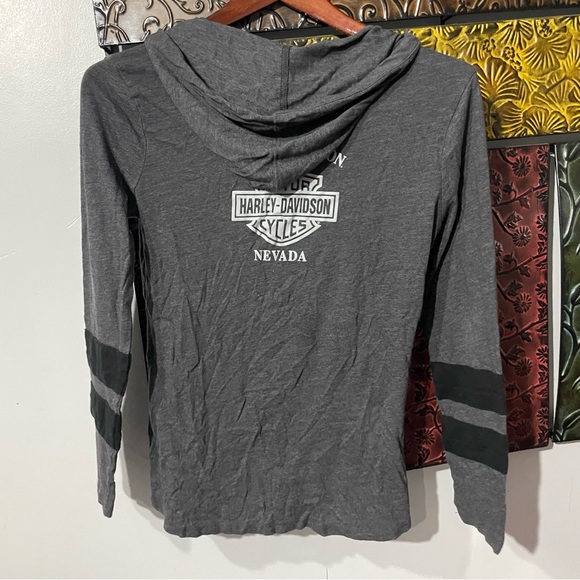 Harley-Davidson Women’s Long-Sleeve Hooded T-Shirt – Size Small - Picture 5 of 6